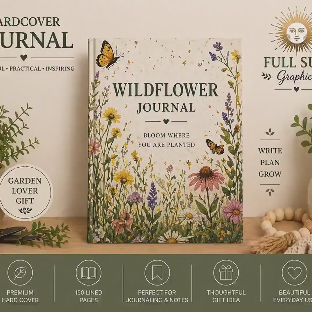 Wildflower Journal Hardcover, Bloom Where You Are Planted Floral Notebook,Garden Notebook, Gift for Her