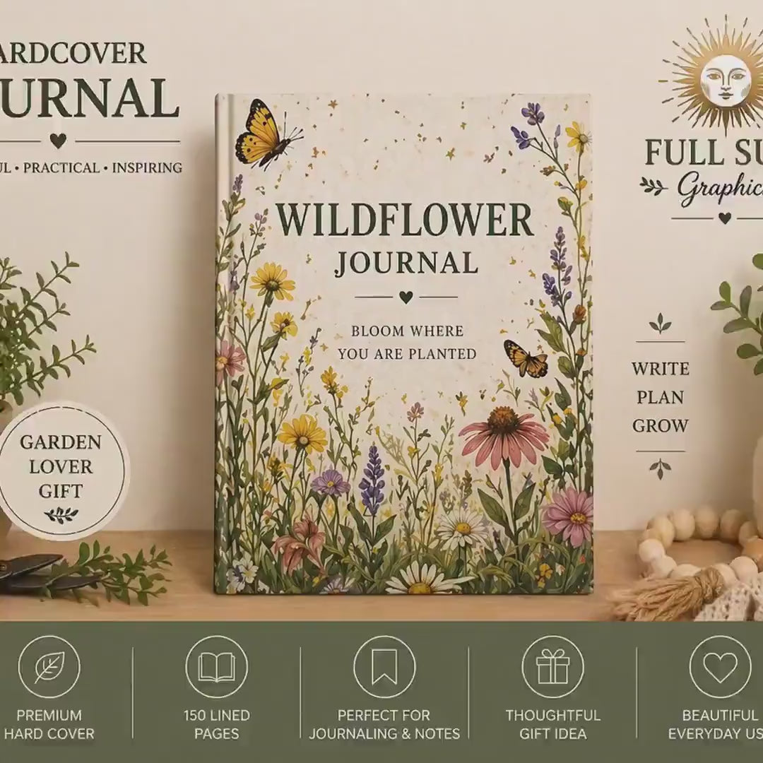 Wildflower Journal Hardcover, Bloom Where You Are Planted Floral Notebook,Garden Notebook, Gift for Her