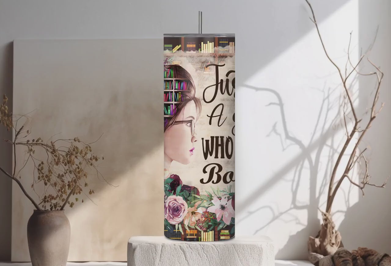 Book Lover Tumbler | Floral Reading Girl, Librarian Gift